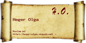 Heger Olga névjegykártya
